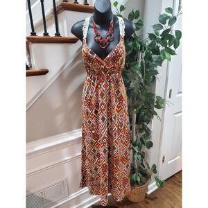 No Boundaries Women's Brown Polyester V-Neck Sleeveless Long Maxi Dress Size L/G